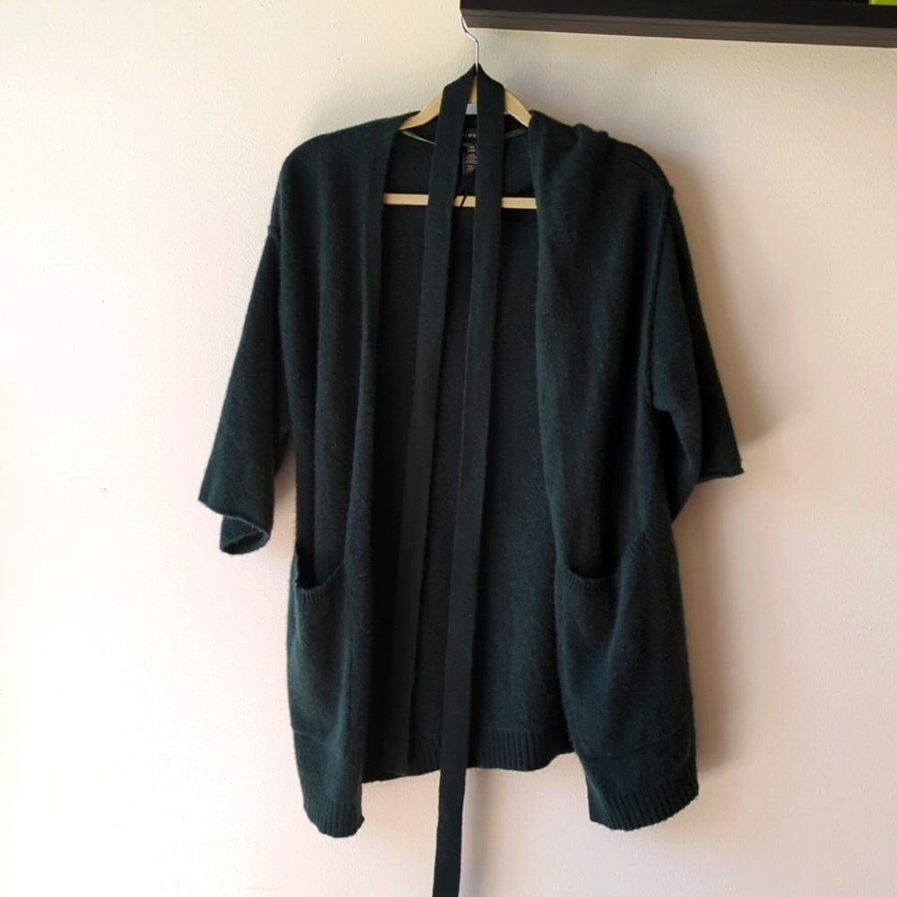 HALOGEN Green Cashmere Short Sleeve Cardigan